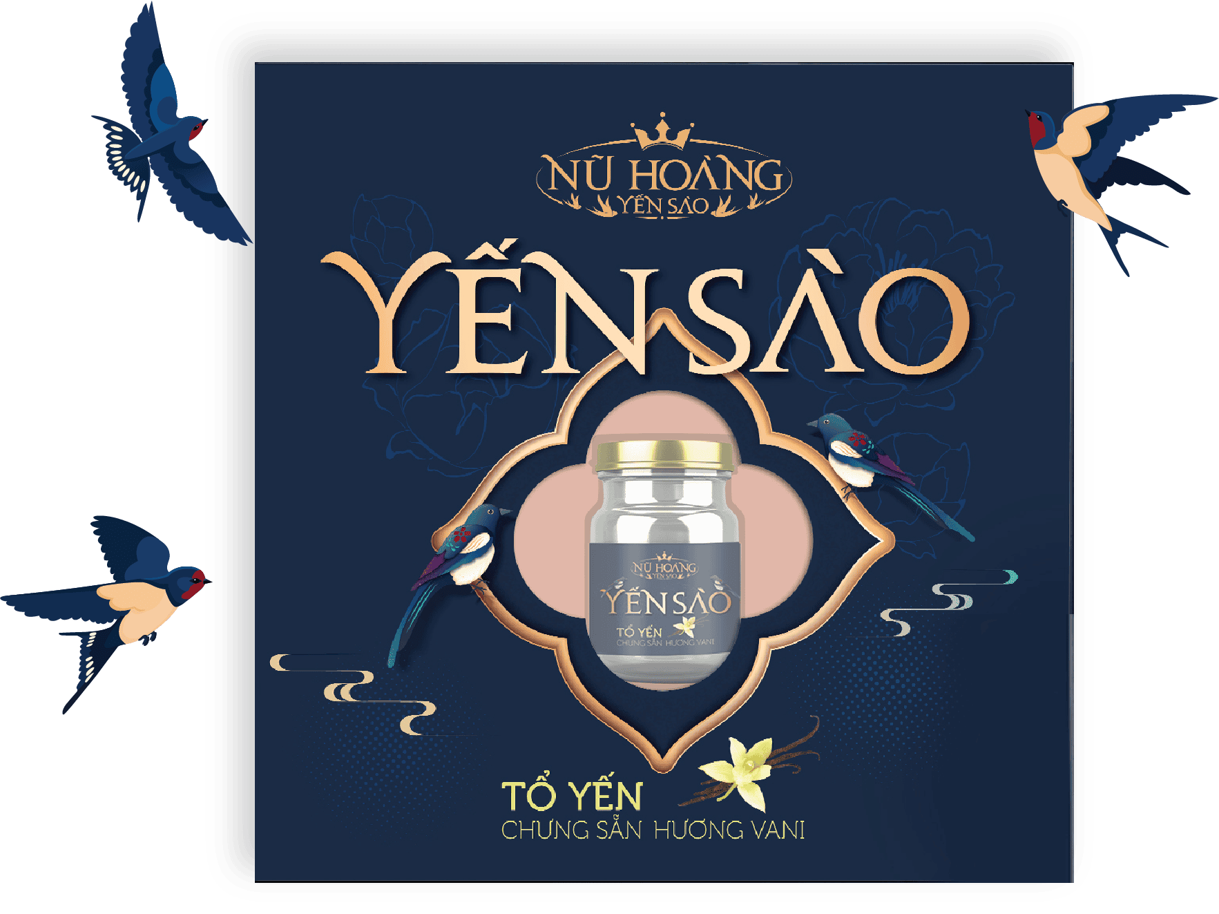 Tổ yến chưng sẵn hương Vani Nữ Hoàng (6 lọ 1 hộp)